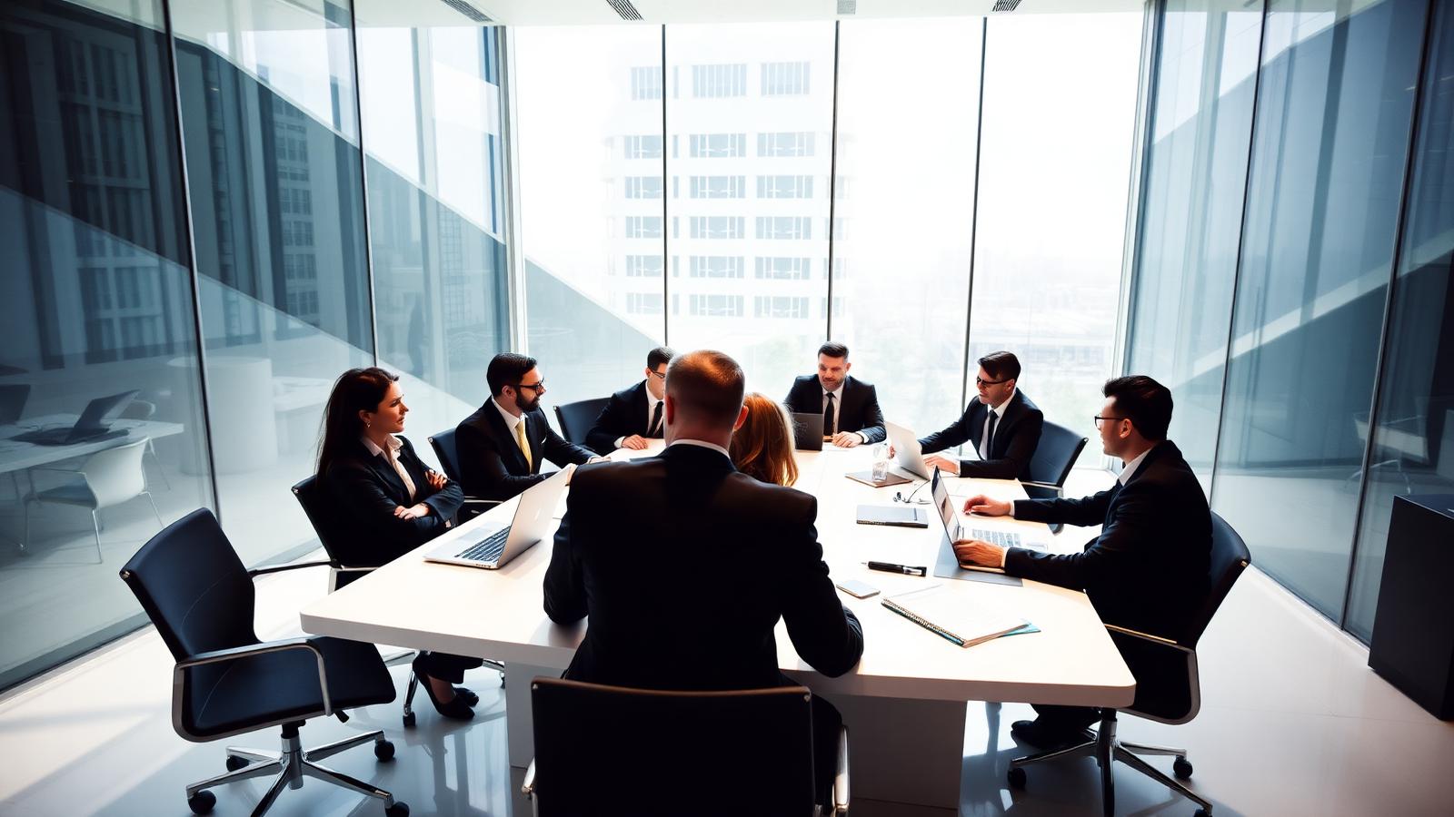 Equipe de atendimento em reunião no escritório